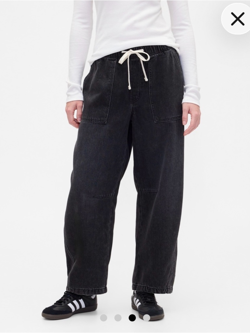 GAP Supersoft Pull-On Barrel Jeans Black Denim Elastic Waist Size S